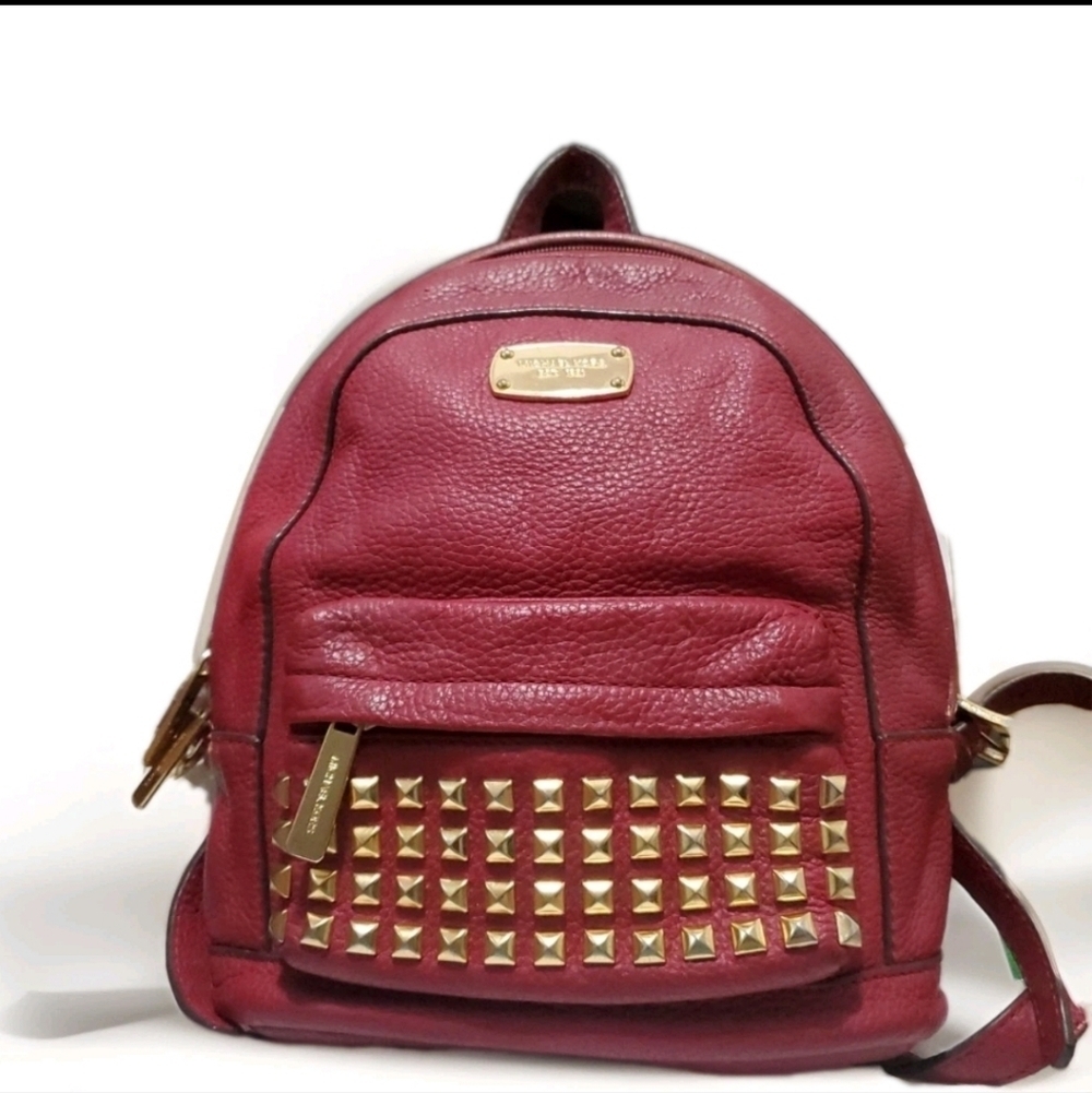 Michael Kors Red Pebble Leather Backpack Medium